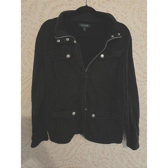 Last chance! Vintage Lauren Ralph Lauren Black Denim Jacket - XL - Picture 1 of 8